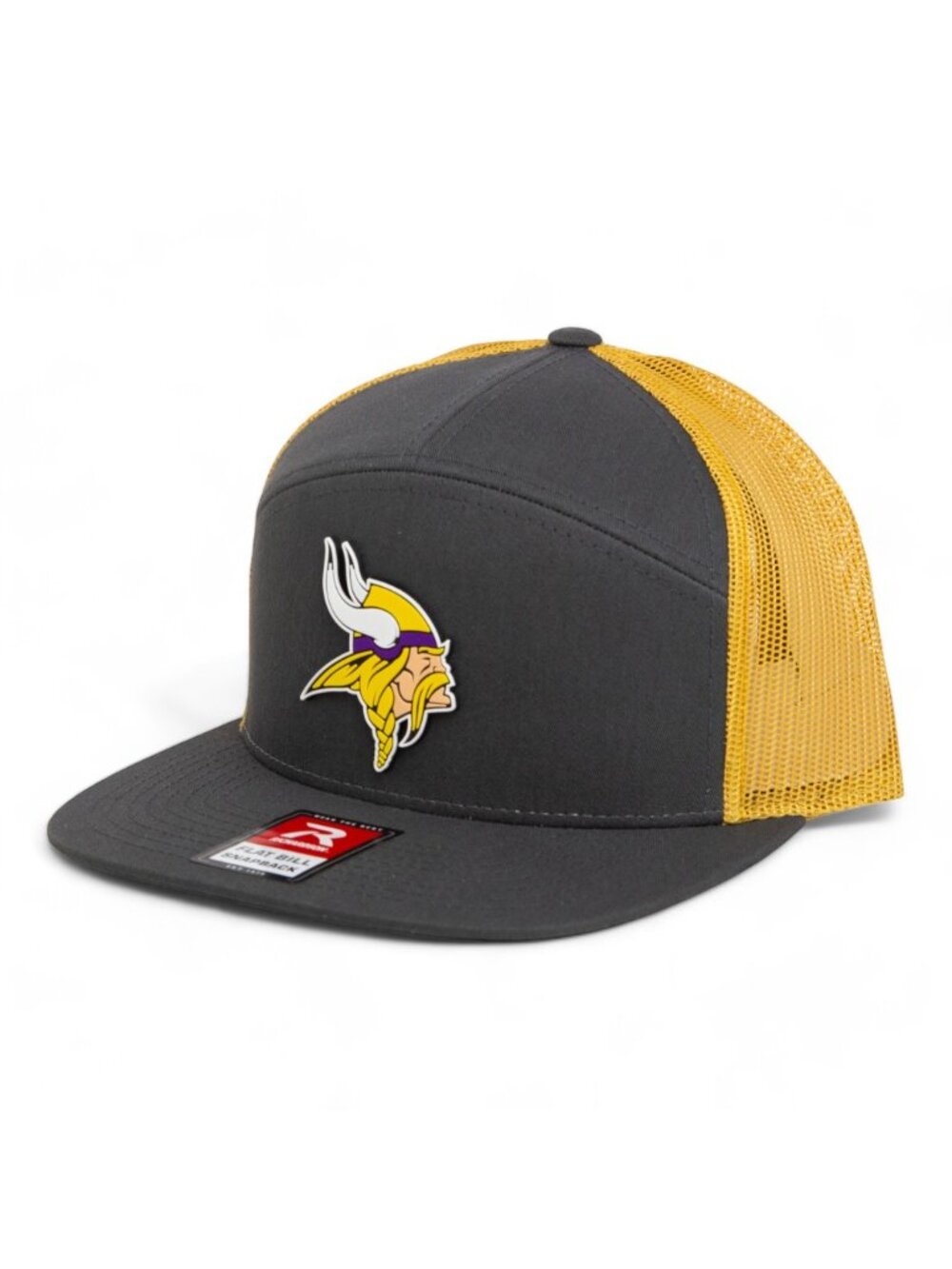 Minnesota Vikings 3D Snapback Seven-Panel Flat Bill Trucker Hat- Charcoal/ Old G